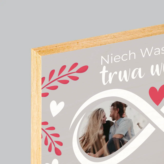 Fotokolaż: Niech Wasza Miłość Trwa Wiecznie - Wydruk Na Drewnie