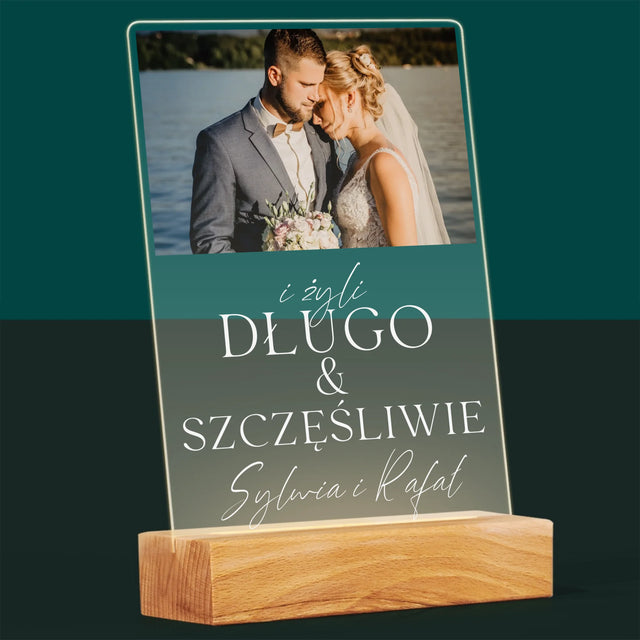 Zdjęcie i Podpis: Żyli Długo i Szczęśliwie - Wydruk Na Szkle Akrylowym