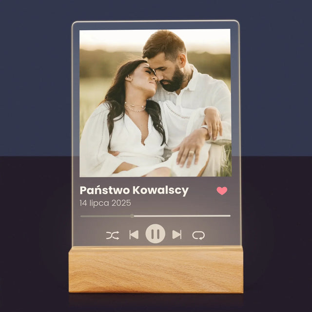 Zdjęcie I Podpis: Spotify Dla Pary Młodej - Wydruk Na Szkle Akrylowym