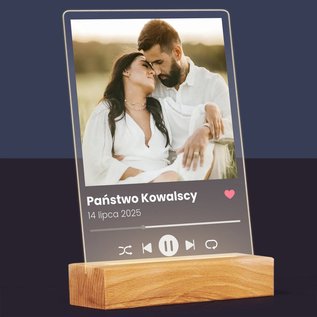 Zdjęcie I Podpis: Spotify Dla Pary Młodej - Wydruk Na Szkle Akrylowym