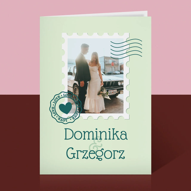 Zdjęcie i Podpis: Ślubna Pocztówka - Kartka z Życzeniami