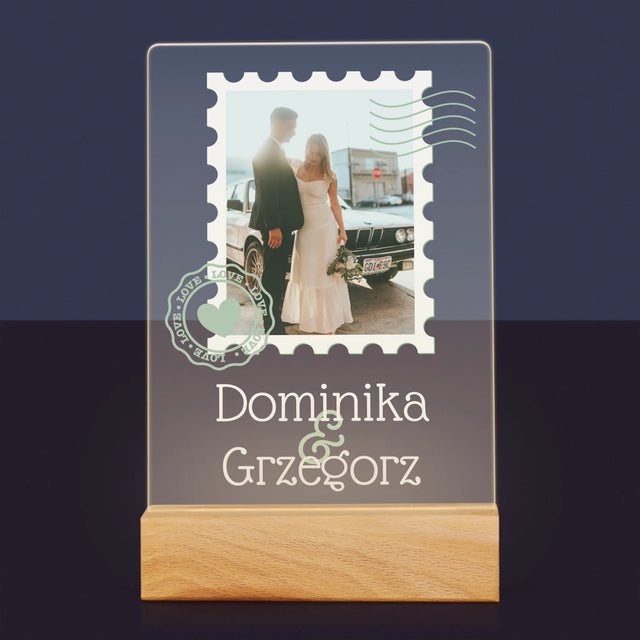 Zdjęcie i Podpis: Ślubna Pocztówka - Wydruk Na Szkle Akrylowym
