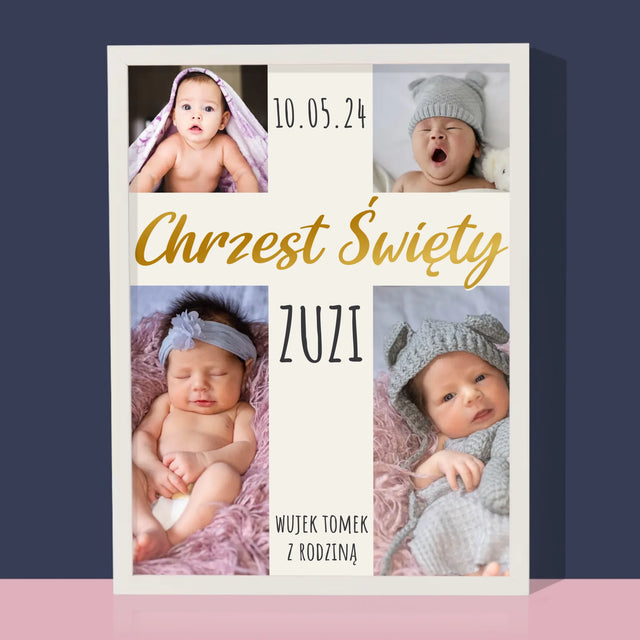 Fotokolaż: Chrzest Święty Krzyż - Wydruk Obramowany