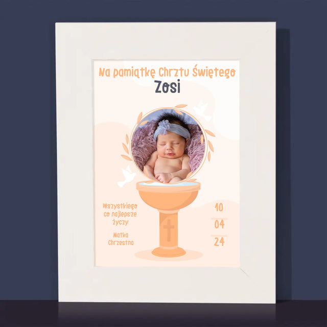 Zdjęcie i Podpis: Na Pamiątkę Chrztu Świętego - Ramka Na Zdjęcie