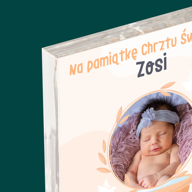 Zdjęcie i Podpis: Na Pamiątkę Chrztu Świętego - Blok Akrylowy z Nadrukiem
