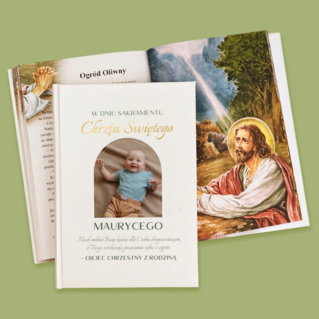 Zdjęcie i Podpis: Sakrament Chrztu Świętego - Biblia z Nadrukiem