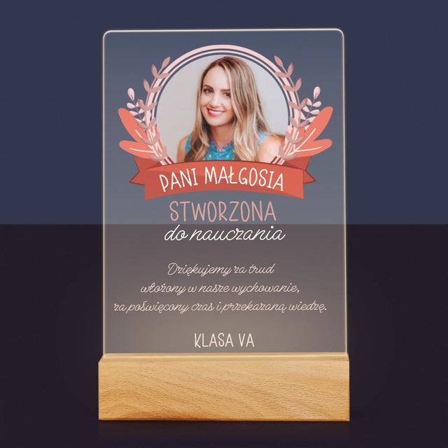 Zdjęcie I Podpis: Stworzona Do Nauczania - Wydruk Na Szkle Akrylowym
