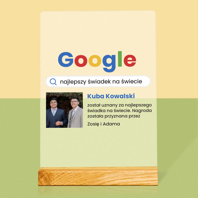 Zdjęcie I Podpis: Najlepszy Świadek Wynik Google - Wydruk Na Szkle Akrylowym