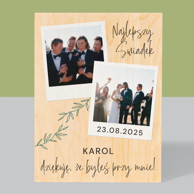 Fotokolaż: Najlepszy Świadek Polaroidy - Wydruk Na Drewnie