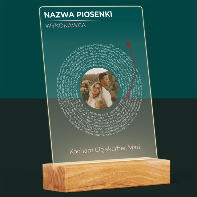 Zdjęcie i Podpis: Nasza Piosenka Płyta Winylowa - Wydruk Na Szkle Akrylowym
