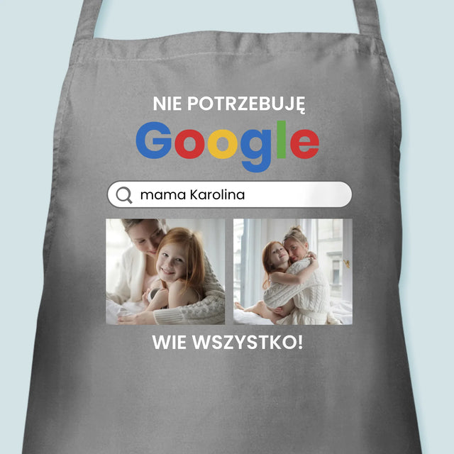 Fotokolaż: Nie Potrzebuję Google - Fartuch z Nadrukiem