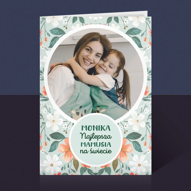 Zdjęcie i Podpis: Najlepsza Mamusia Kwiaty - Kartka z Życzeniami