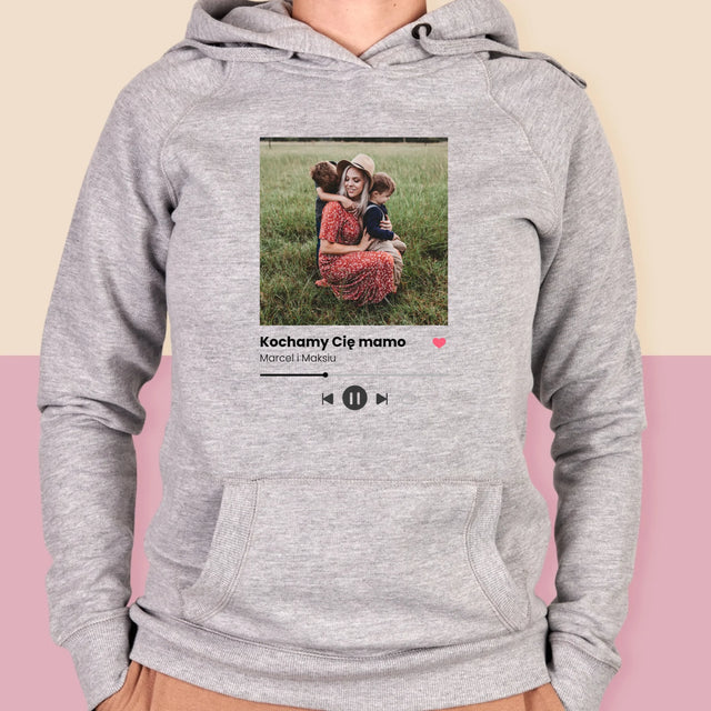 Zdjęcie i Podpis: Kochamy Cię Mamo - Bluza Damska z Kapturem