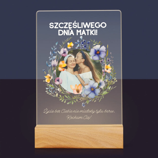 Zdjęcie i Podpis: Szczęśliwego Dnia Matki - Wydruk Na Szkle Akrylowym