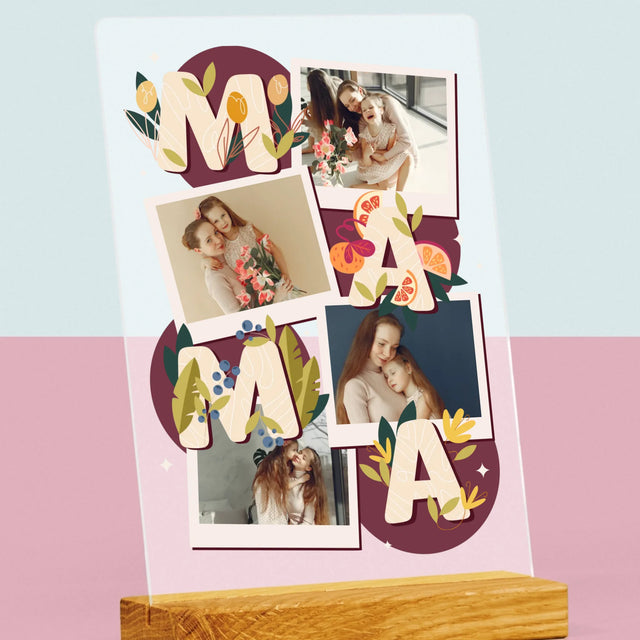 Fotokolaż: Literki Mama - Wydruk Na Szkle Akrylowym