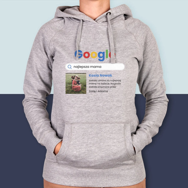 Zdjęcie i Podpis: Najlepsza Mama Wynik Google - Bluza Damska z Kapturem