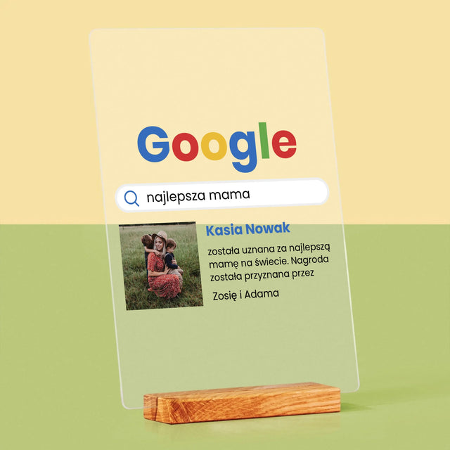 Zdjęcie I Podpis: Najlepsza Mama Wynik Google - Wydruk Na Szkle Akrylowym