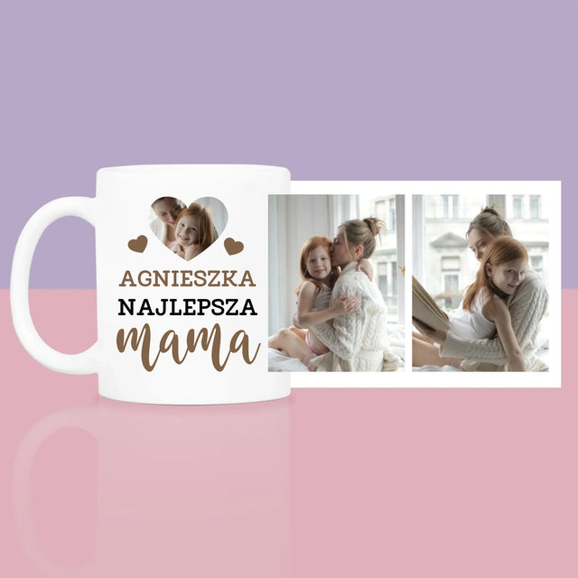 Fotokolaż: Najlepsza Mama Serce - Zestaw prezentowy z kubkiem i różanym spa