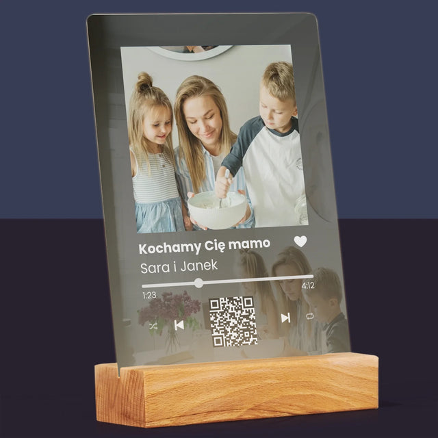 Zdjęcie I Podpis: Spotify Z Kodem Qr Dla Mamy - Wydruk Na Szkle Akrylowym