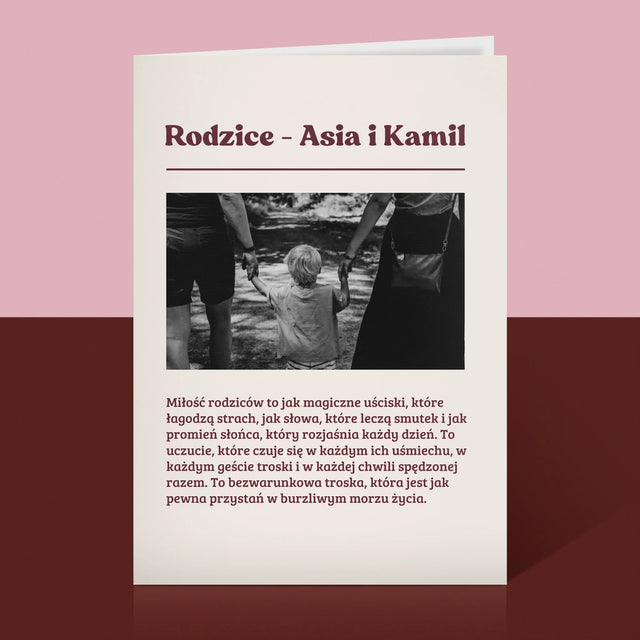 Zdjęcie i Podpis: Rodzice Definicja Ich Miłości - Kartka z Życzeniami