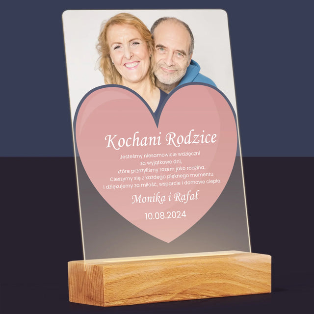 Zdjęcie i Podpis: Ukochani Rodzice - Wydruk Na Szkle Akrylowym