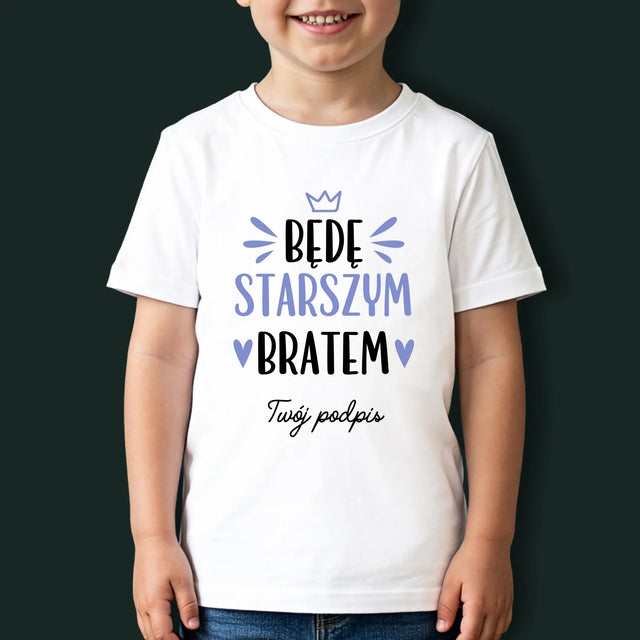Imię I Podpis: Będę Starszym Bratem - Koszulka Dziecięca