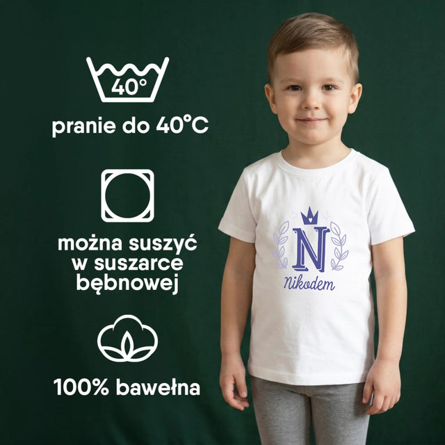 Imię I Podpis: Inicjał Z Koroną Chłopiec - Koszulka Dziecięca