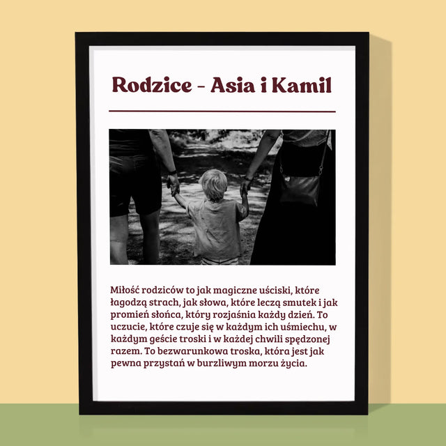 Zdjęcie i Podpis: Rodzice Definicja Ich Miłości - Wydruk Obramowany