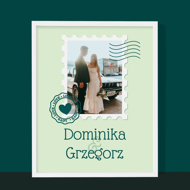 Zdjęcie i Podpis: Ślubna Pocztówka - Wydruk Obramowany