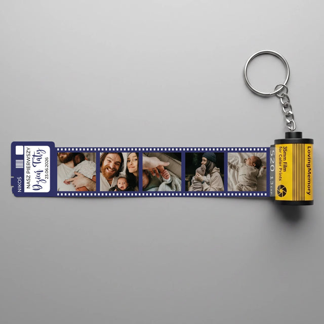 Słowo Ze Zdjęć: Nasz Pierwszy Dzień Taty - Personalizowany Brelok Klisza