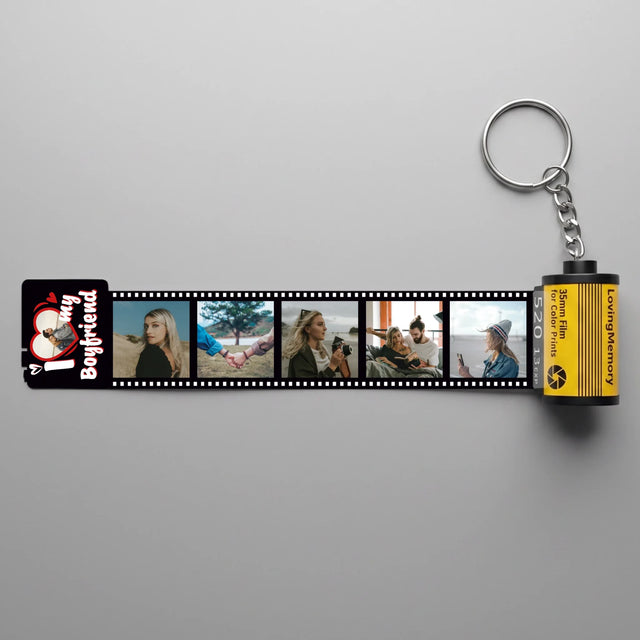 Zdjęcie I Podpis: I Love My Boyfriend - Personalizowany Brelok Klisza