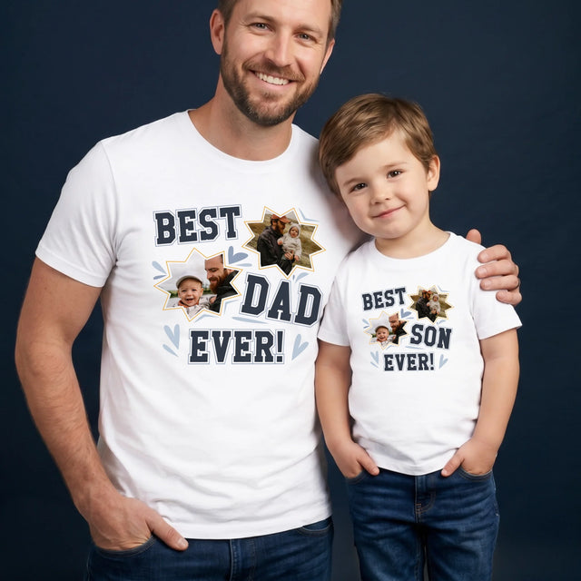 Fotokolaż: Best Dad And Son Ever - Zestaw Koszulka Męska I Koszulka Dziecięca