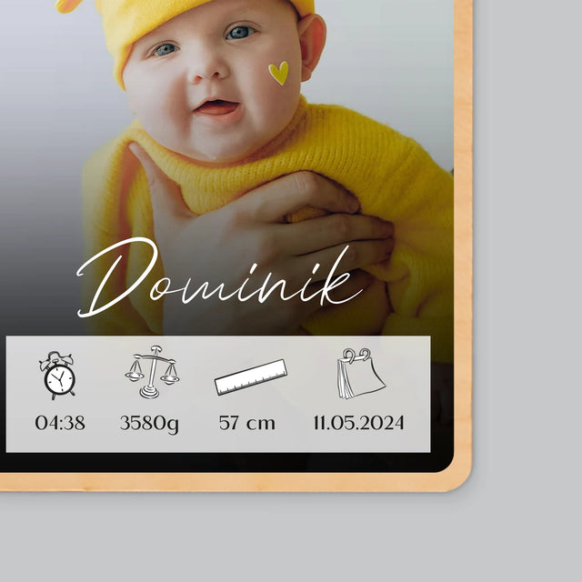 Metryczka Dziecka: Ramka - Magnes Drewniany