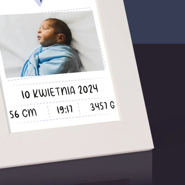 Metryczka Dziecka: Serduszko Chłopiec - Ramka Na Zdjęcie