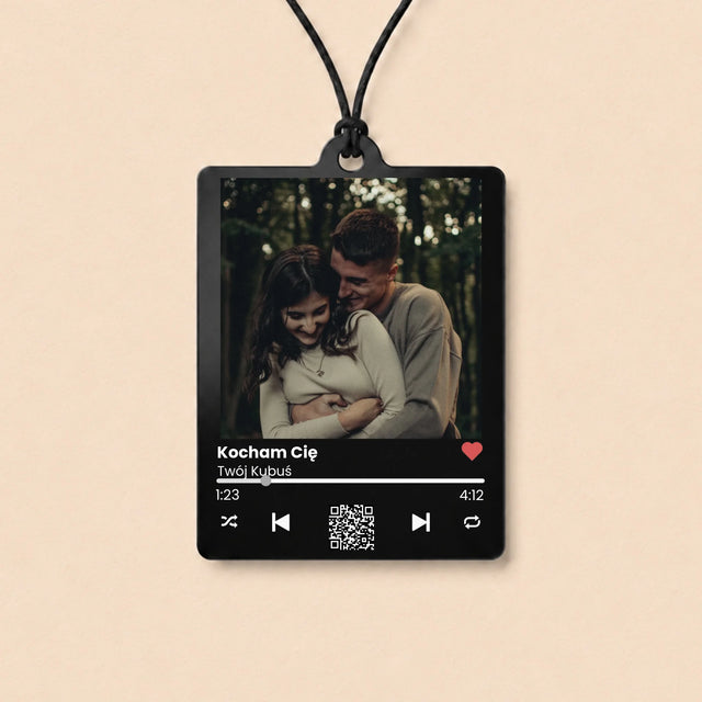 Zdjęcie i Podpis: Spotify z Kodem Qr - Zawieszka Do Samochodu