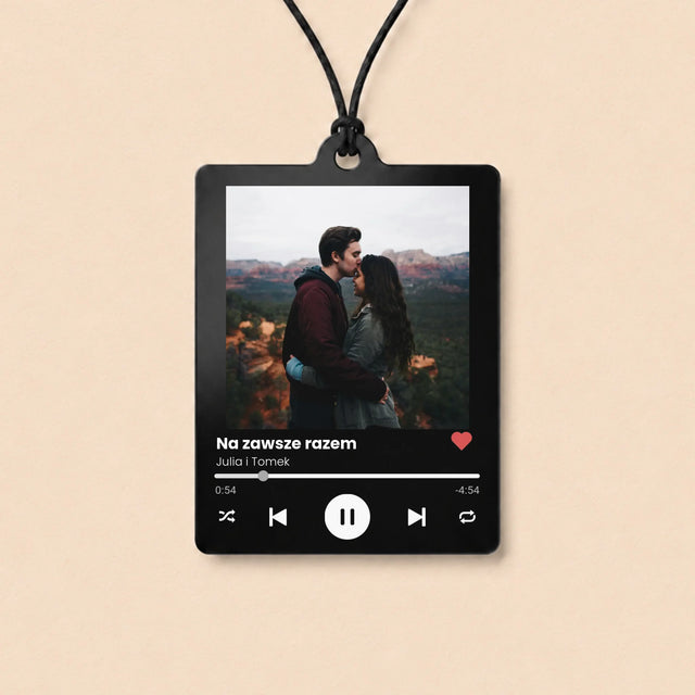 Zdjęcie i Podpis: Spotify z Twoim Zdjęciem - Zawieszka Do Samochodu