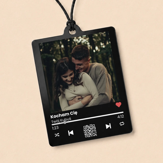 Zdjęcie i Podpis: Spotify z Kodem Qr - Zawieszka Do Samochodu