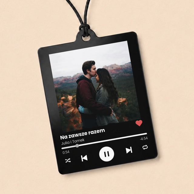 Zdjęcie i Podpis: Spotify z Twoim Zdjęciem - Zawieszka Do Samochodu