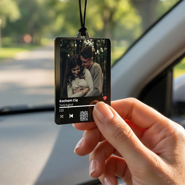 Zdjęcie i Podpis: Spotify z Kodem Qr - Zawieszka Do Samochodu