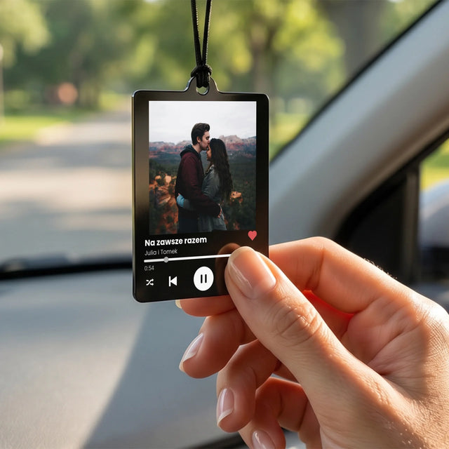 Zdjęcie i Podpis: Spotify z Twoim Zdjęciem - Zawieszka Do Samochodu