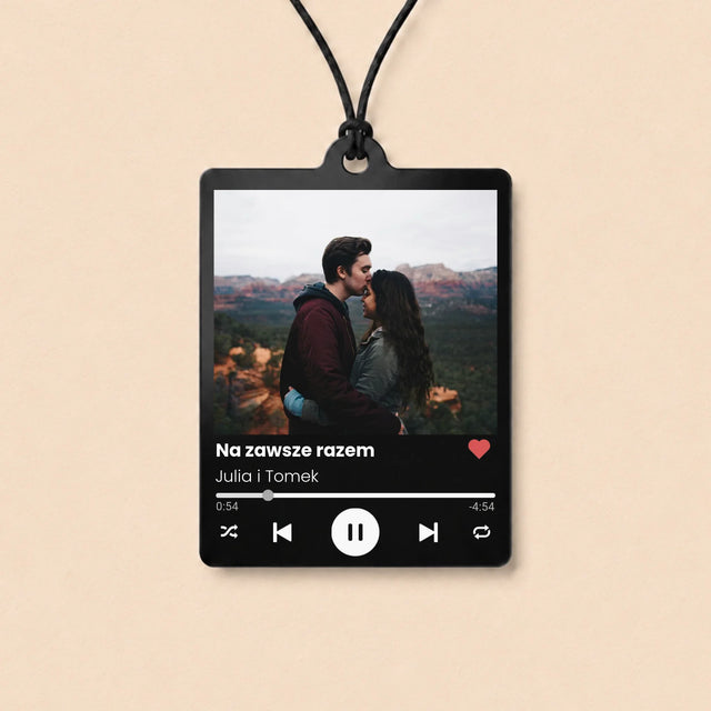 Zdjęcie i Podpis: Spotify z Twoim Zdjęciem - Zawieszka Do Samochodu