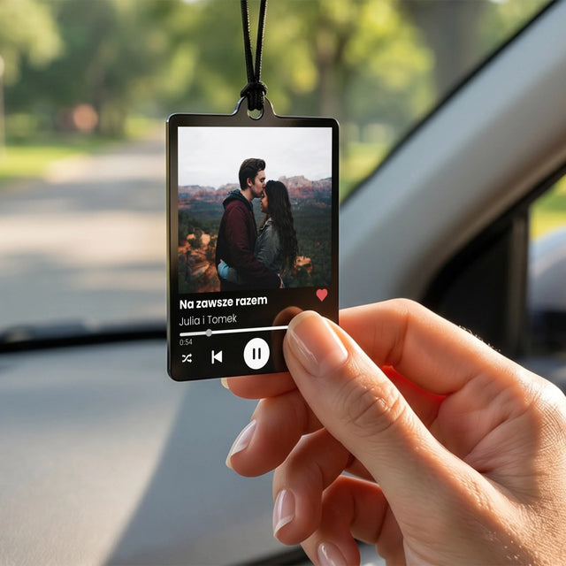 Zdjęcie i Podpis: Spotify z Twoim Zdjęciem - Zawieszka Do Samochodu
