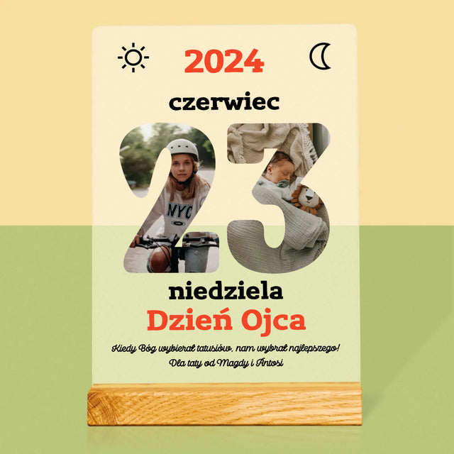 Słowo Ze Zdjęć: Dzień Ojca Kartka Z Kalendarza - Wydruk Na Szkle Akrylowym