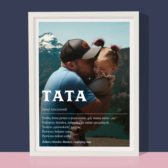 Zdjęcie i Podpis: Definicja Tata - Wydruk Obramowany