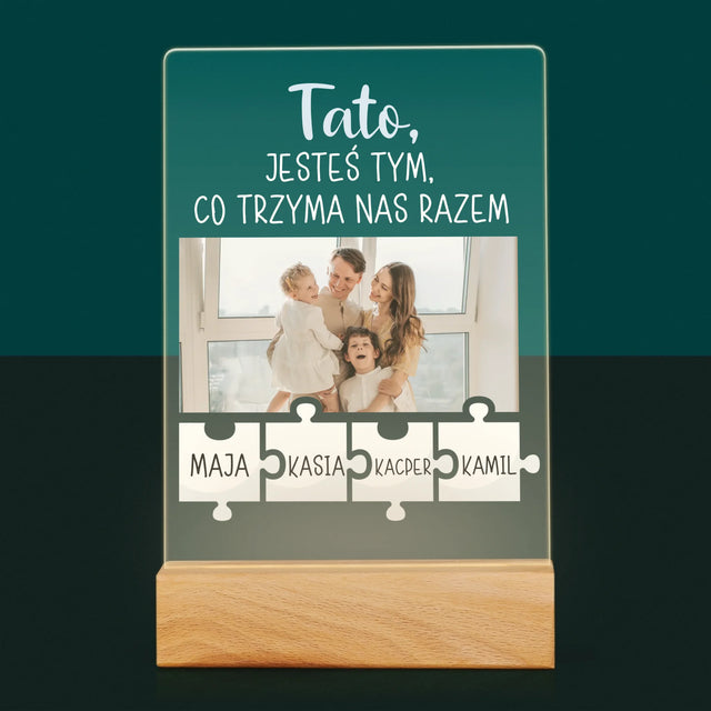 Zdjęcie i Podpis: Tato, Jesteś Tym Co Trzyma Nas Razem - Wydruk Na Szkle Akrylowym