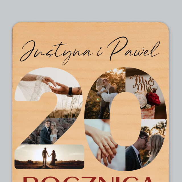 Słowo Ze Zdjęć: 20 Rocznica Ślubu - Magnes Drewniany