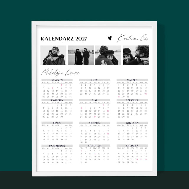 Fotokolaż: Kocham Cię - Kalendarz w Ramce