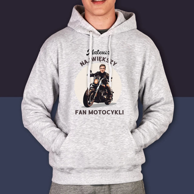Twoja Postać: Fan Motocykli - Bluza Męska z Kapturem
