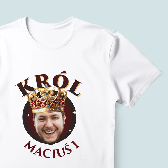 Zdjęcie i Podpis: Król - Koszulka Męska z Nadrukiem