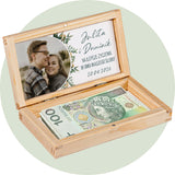 Drewniane pudełko na pieniądze